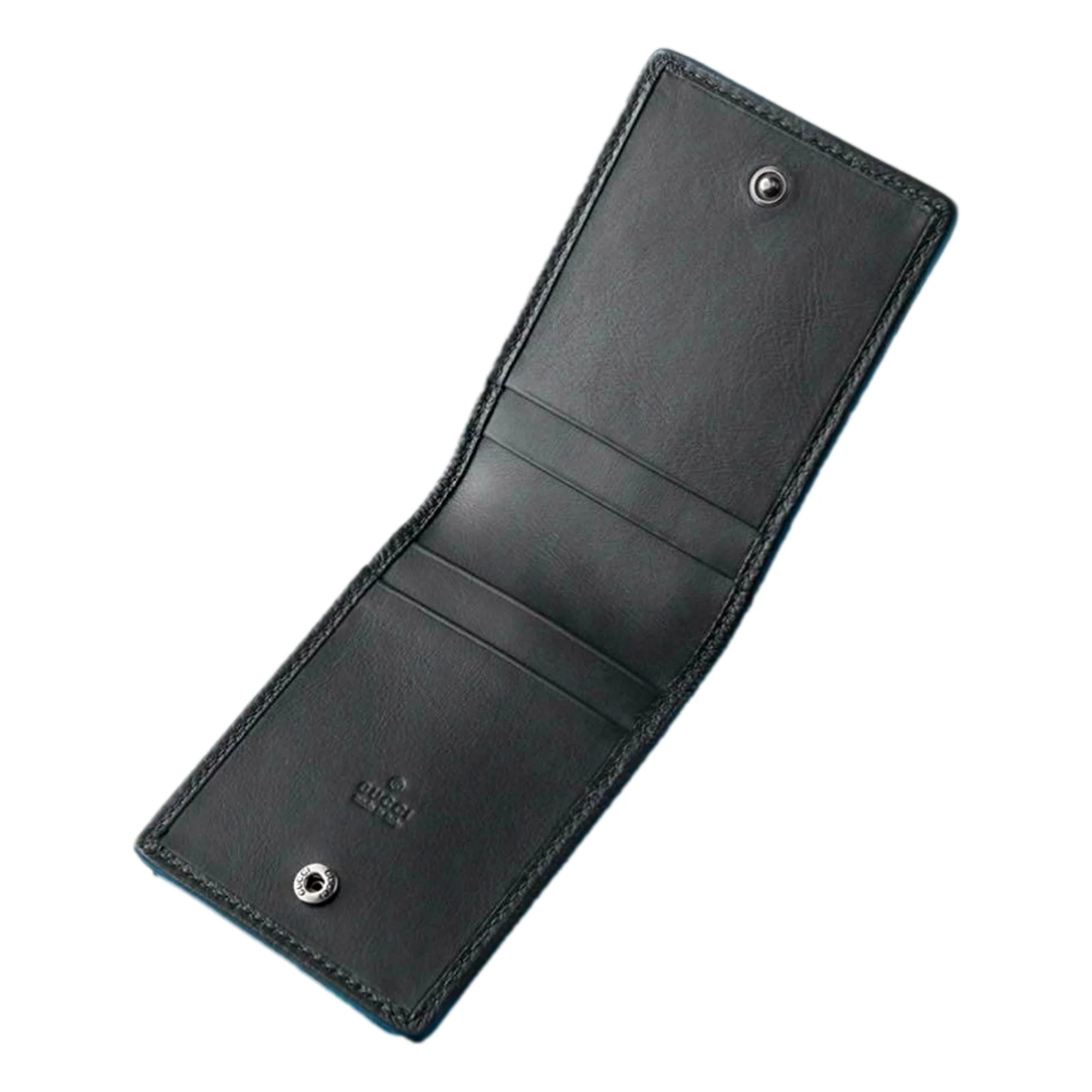 Gucci Grained Leather Airtag Holder Folding Card Case Wallet In Dark